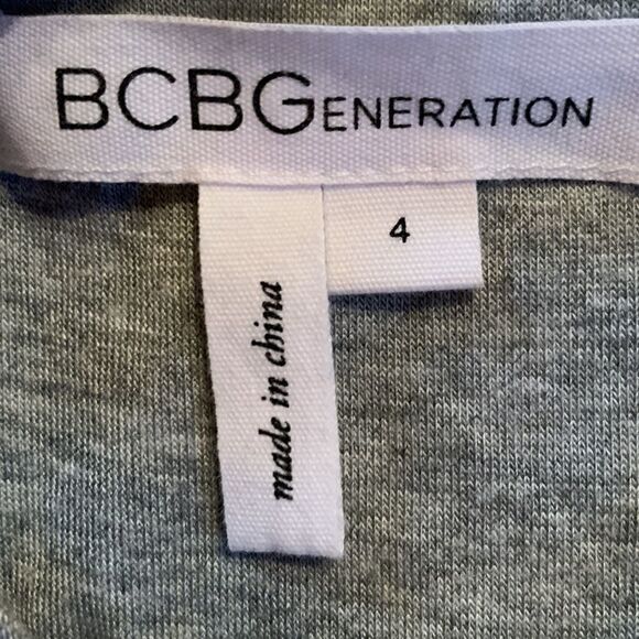 BCBGeneration Size 4 Scoop Neck One Sleeve  Beige Gray Snap Zipper Woman’s Dress - Picture 6 of 7